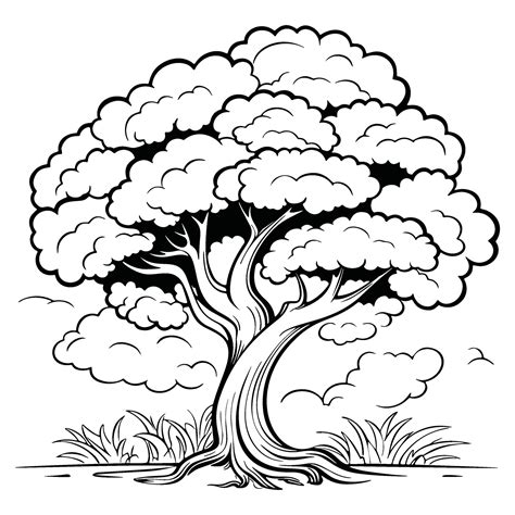 Tree Silhouette Coloring Page 26171467 Vector Art at Vecteezy