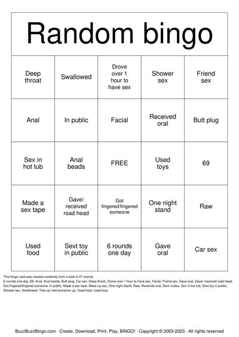 Sex Bingo Bingo Cards To Download Print And Customize