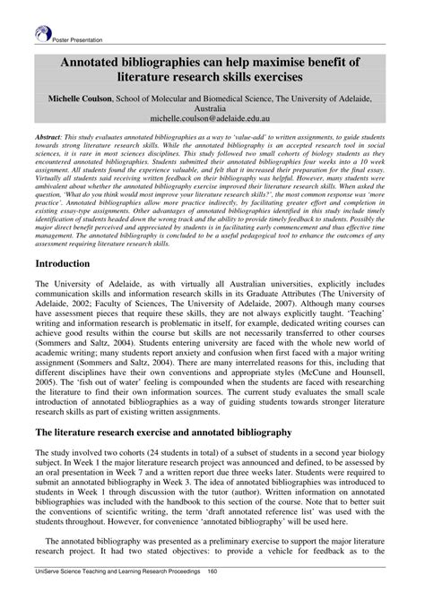 (PDF) Annotated bibliographies can help maximise benefit of literature ... 