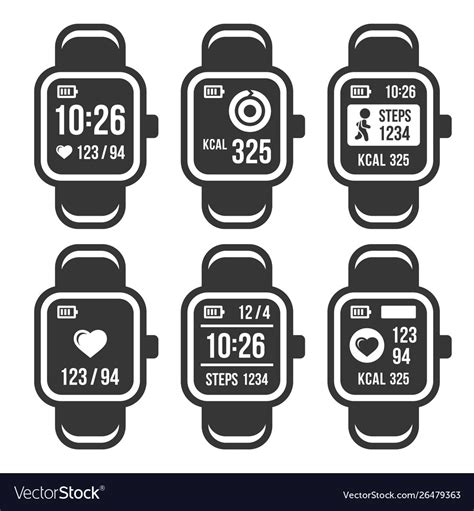 Smart Watch And Fitness Tracker Band Icons Set Vector Image