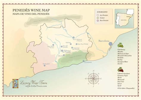 Penedes Wine Region Map | Wine region, Wine map, Wine region map