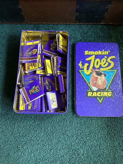 Vtg Camel Smokin Joe Racing Matchbook Tin W 27 Match Books 90s Camel