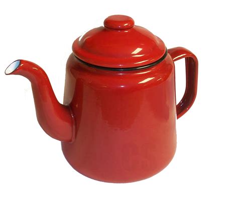 Falcon Red Enamel Tea Pot With Handle And Lid Camping Teapot Ebay