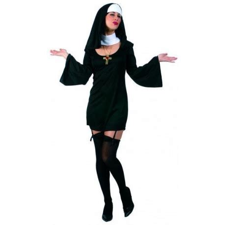 Costume Suora Monaca Vestito Completo Di Cuffia E Colletto Abito