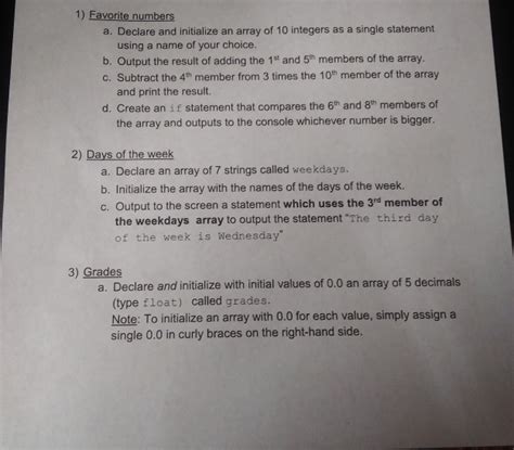 Solved Favorite Numbers A Declare And Initialize An Chegg