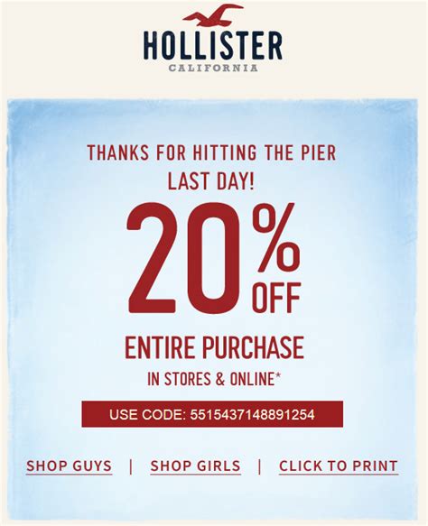 Another 20 Off Hollister Coupon Code One Time Use Expires Today R