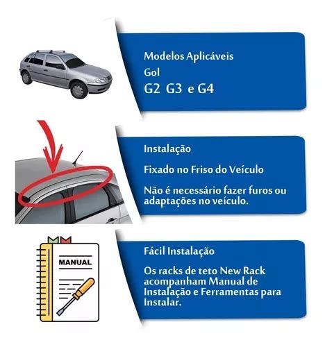 Bagageiro De Teto Suporte Aluminio Gol G G G E Portas R Em