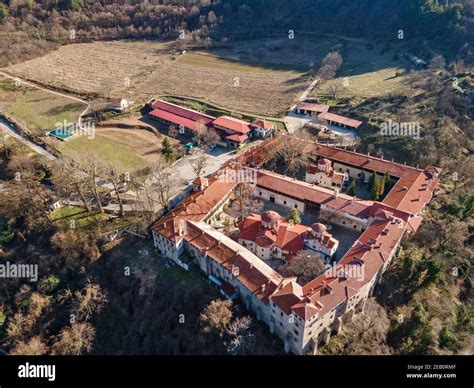 Aerial view of Medieval Bachkovo Monastery Dormition of the Mother of ...