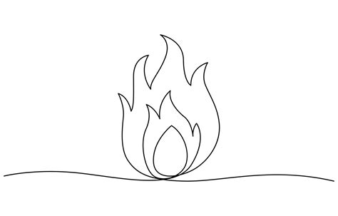 Continuous line drawing of fire Flame linear icon illustration ...