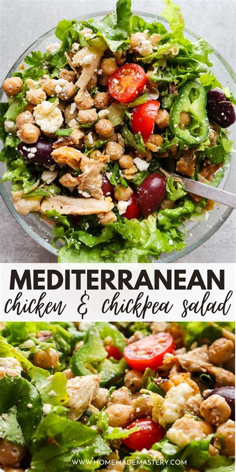 Healthy Chickpea Feta And Chicken Salad Recipe Homemade Mastery Recipe Mediterranean Diet