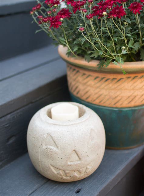 Halloween How To Make A DIY Concrete Pumpkin 17 Apart