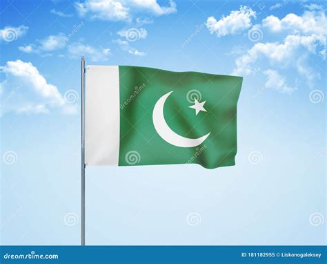 Pakistan Flag Waving Sky Background D Illustration Stock Illustration