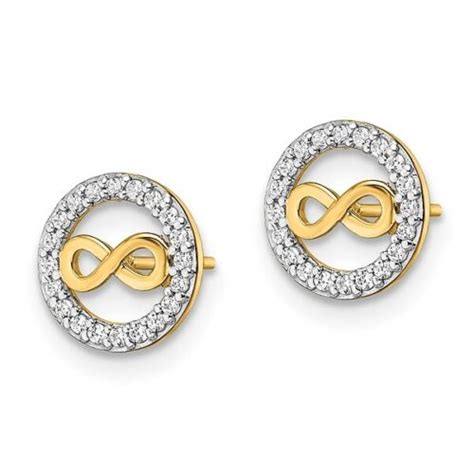 14k Yellow Gold Cubic Zirconia Cz Infinity Symbol Stud Earrings Ebay