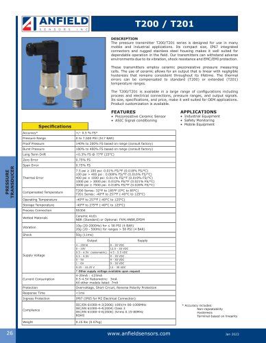 Tous Les Catalogues Et Fiches Techniques Pdf Anfield Sensors Inc