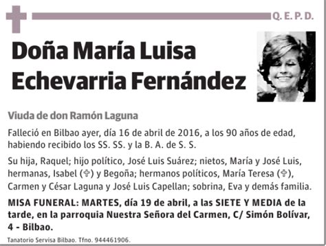 Mar A Luisa Echevarria Fern Ndez Esquela Necrol Gica El Correo