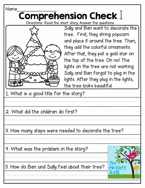 1st Grade Comprehension Worksheets