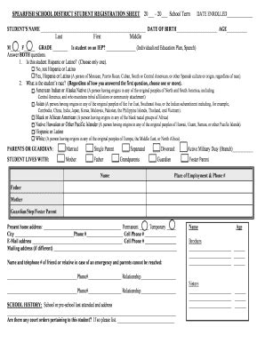 Fillable Online SSD Registration Sheet Fax Email Print PdfFiller