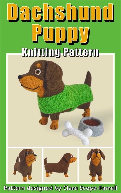 Clare Scope Farrell Novelty Knitting Patterns Dachshund Puppy