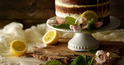 Sweet Gula Bolo Naked de Limão e Sésamo Preto Lemon Curd e Cobertura de Mascarpone 4º