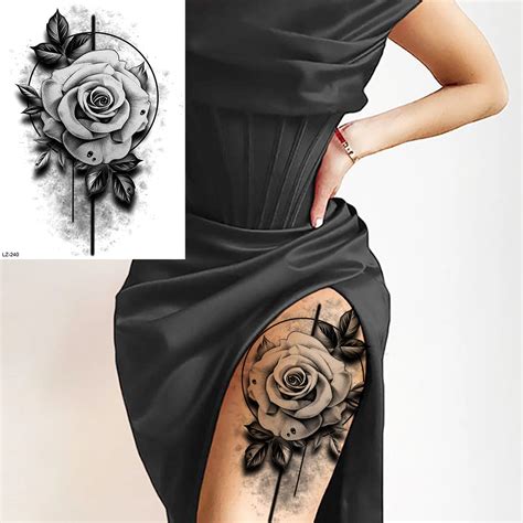 Rose Thigh Tattoos For Females