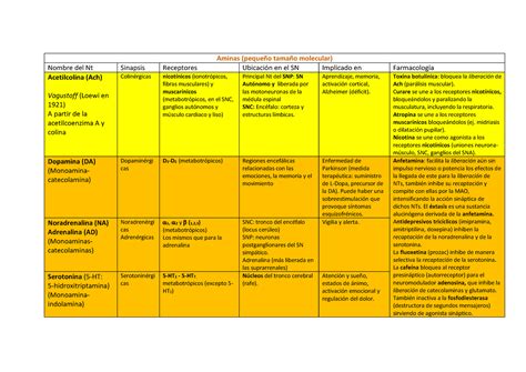 Tabla De Neurotransmisores Apuntes De Neurociencia Docsity Porn Sex Picture