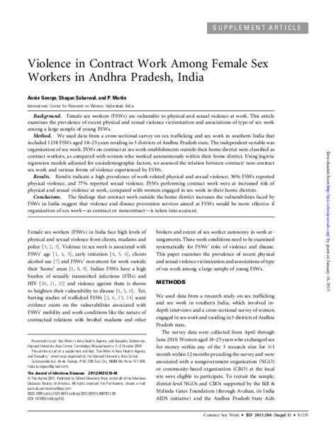 Pdf Violence In Contract Work Among Female Sex Workers In Andhra