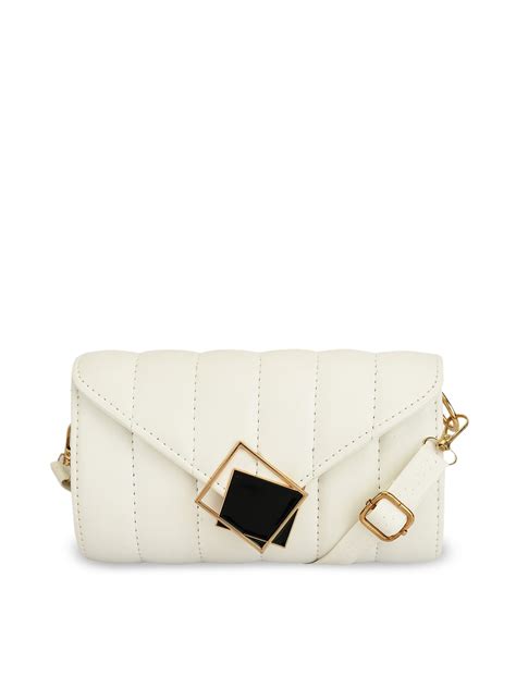 Buy Athena White Structured Sling Bag With Quilted Handbags For Women