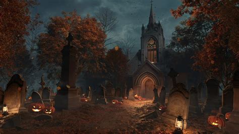 Halloween Spooky Graveyard Ambience Haunted Night Scary Halloween