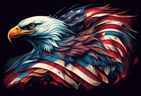 Premium Photo Wavy American Flag With An Eaglexaillustration Ai