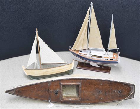 Wooden Pond Yacht Hull Swift 36 Long Together With A Model Fishing