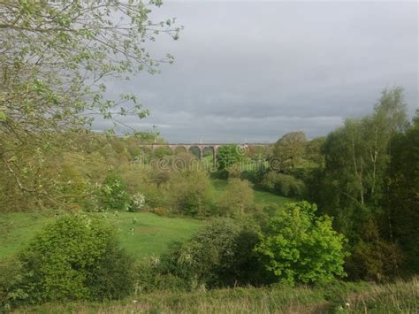 Railway Viaduct Across The Dane In Shaw Valley Cheshire Stock Photo