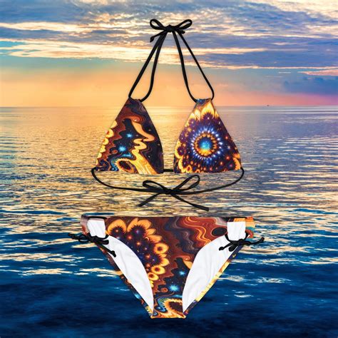 Sunflower Bikini Abstract Sunflower Tie Dye Pattern Bikini Tie Dye Abstract Bikini Strappy