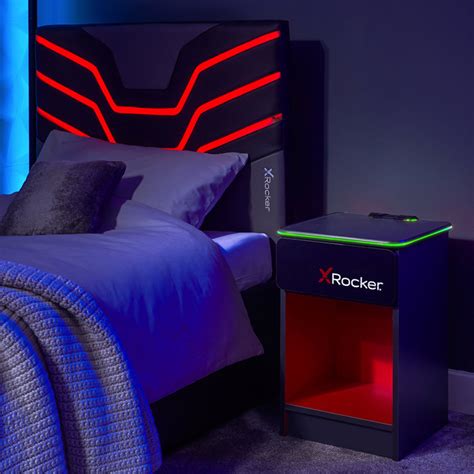 X Rocker Nation Carbon Tek Bedside Table With Wireless Charging And Led