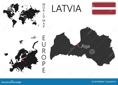 Realistische Vectorkaart Van Letland Met Vlag De Plaats Van Het Land