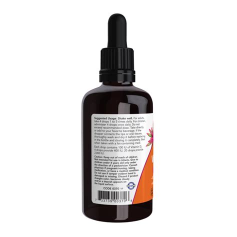 Жидкий витамин Д3 400 МЕ, Liquid Vitamin D-3 400 IU, Now Foods, 59 мл ...