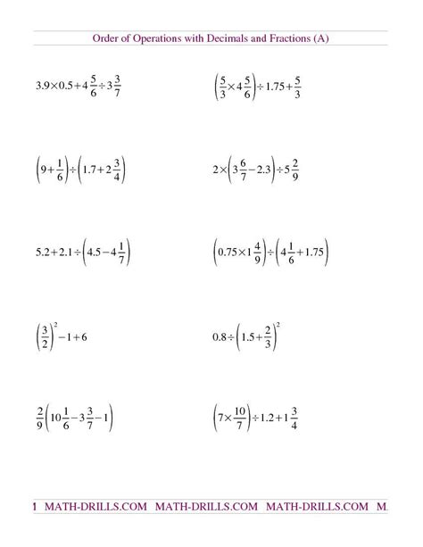 Rational Number Operations Worksheet