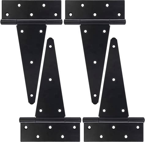 Evcuhasl 10 Inch T Strap Gate Hinges Shed Barn Door Hinges Heavy Duty Black Tee