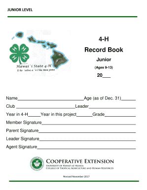 Fillable Online Manoa Hawaii 4 H Record Book University Of Hawaii At