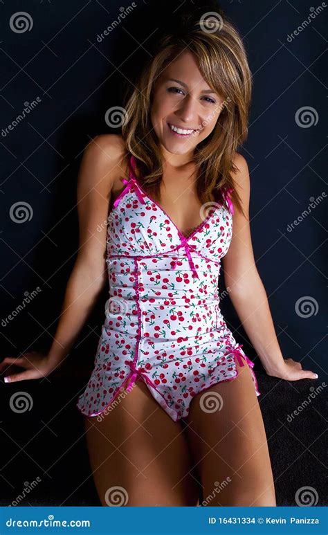 Smiling Brunette In Lingerie Stock Photo Image Of Sensuality Model