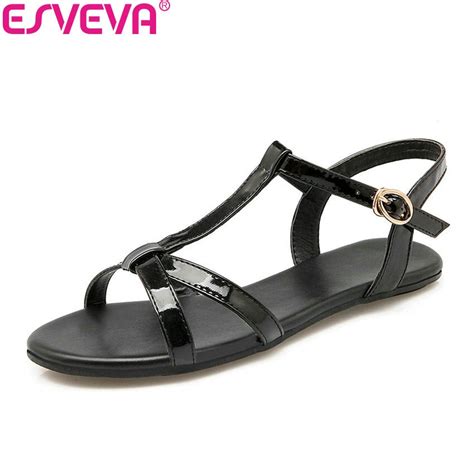 Esveva Women Sandals Summer Buckle Strap Out Door Pu Casual