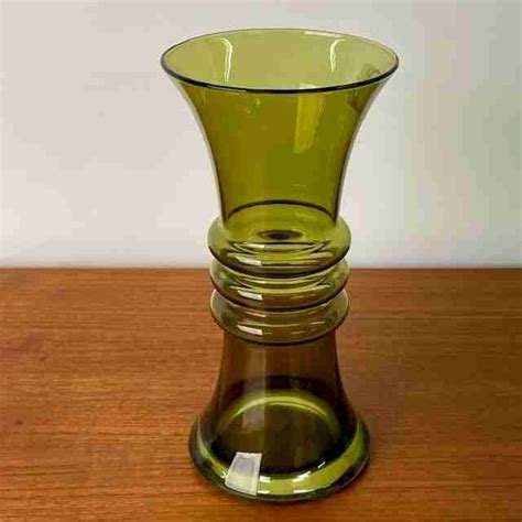 Green Hooped Glass Vase By Riihimaki Finland Mark Parrish Mid Century