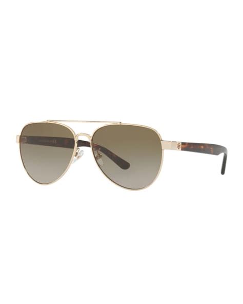 Tory Burch Polarized Metal Aviator Sunglasses Neiman Marcus