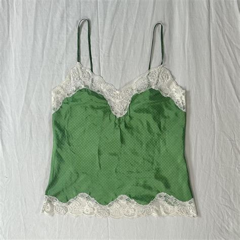 Twenty One Green Polka Dot Lingerie Tank Top Size Depop