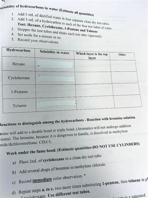 Solved Solubility Of Hydrocarbons In Water Estimate Add Ml All Of