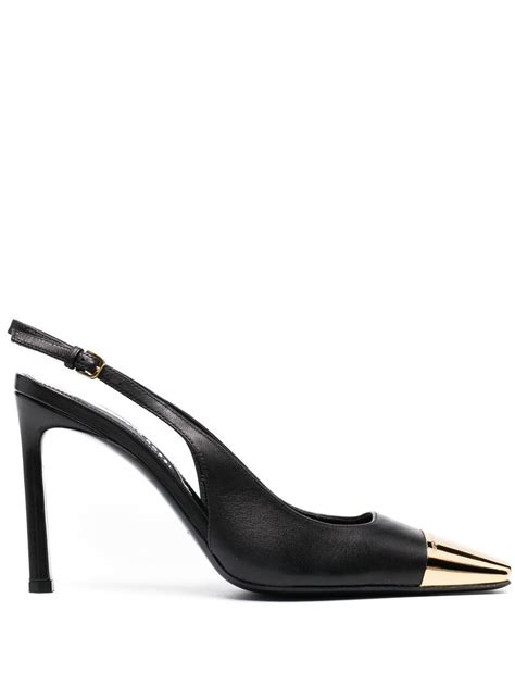 Sergio Rossi Toecap Slingback Leather Pumps Black Farfetch