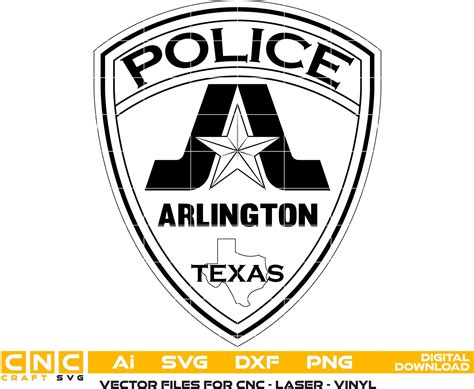 Texas Arlington Police Badge Vector Art, Ai,SVG, DXF, PNG, Digital Fil