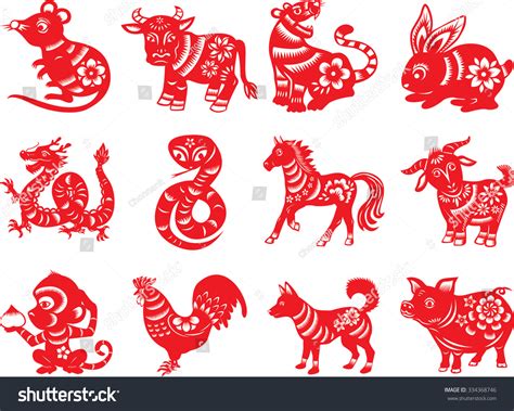 Chinese Paper Cut Zodiac Stock Vector (Royalty Free) 334368746 ...