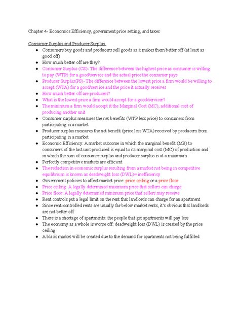 Chapter Economics Efficiency Government Price Setting And Taxes