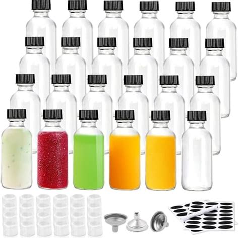 Pack Oz Glass Bottles With Lids Clear Juice Shot Bottles With Cap