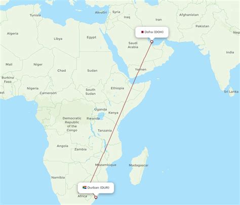 All Flight Routes From Doha To Durban DOH To DUR Flight Routes